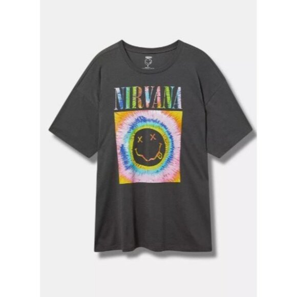 torrid Tops - NWT Torrid Nirvana Oversized Fit Cotton Crew Neck Band Tee Shirt Size 2X Grey